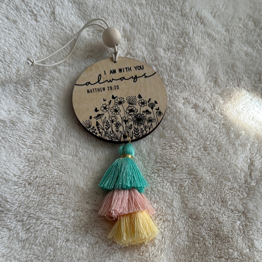 Inspirational Scripture Rear View Mirror Hanging Daily Inspiration with Tassels - Picture 6 of 8